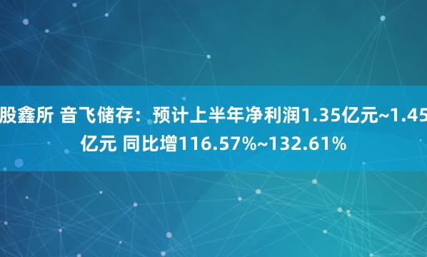 股鑫所 音飞储存:预计上半年净利润1.35亿元~1.45亿元 同比增116.57%~132.61%