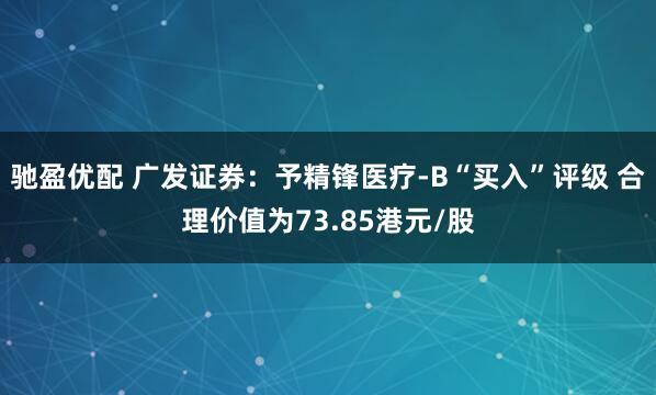 驰盈优配 广发证券：予精锋医疗-B“买入”评级 合理价值为73.85港元/股