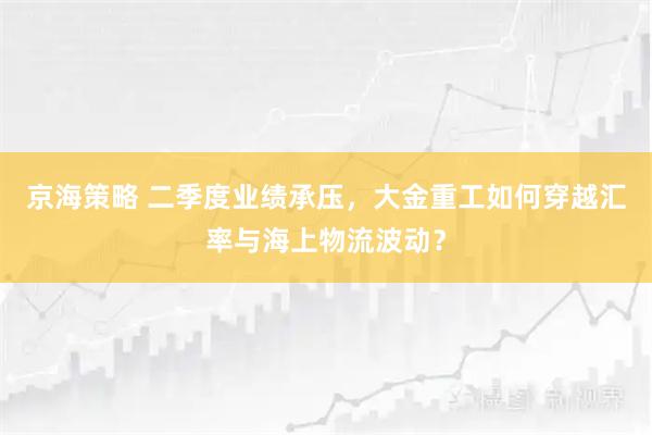 京海策略 二季度业绩承压，大金重工如何穿越汇率与海上物流波动？